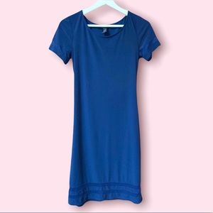 Navy Blue Knee length Straight Dress